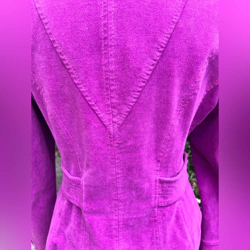 Karen Millen Purple Fit &Flare Trench Coat UK12 US8 fits US 4-6 - Picture 8 of 16